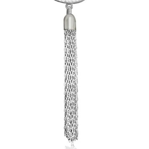Swarovski Crystal Necklace Sterling Silver Overlay Teardrop Chain Tassel Pendant - Picture 7 of 11